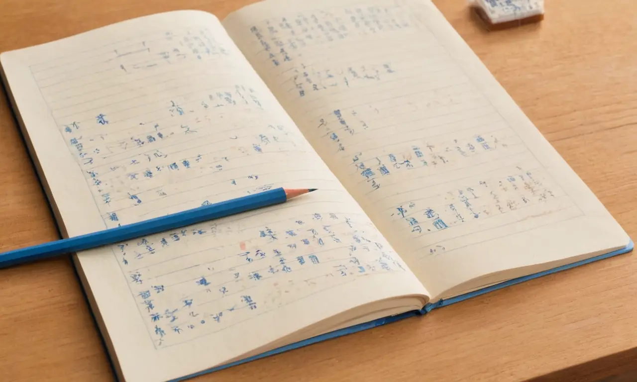 Un bureau avec des pages et des outils