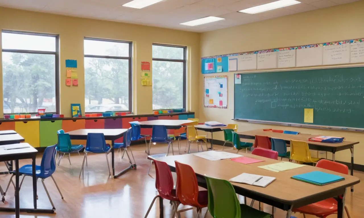 Salle de classe lumineuse et bien organisée