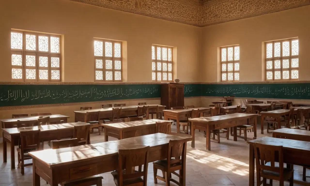 Salle de classe arabe, chaleureuse et inspirante
