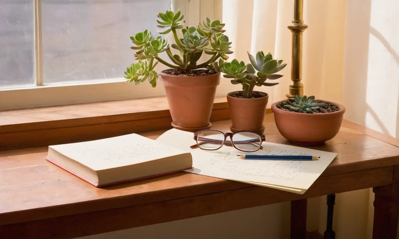 Bureau en bois, ambiance studieuse et accueillante