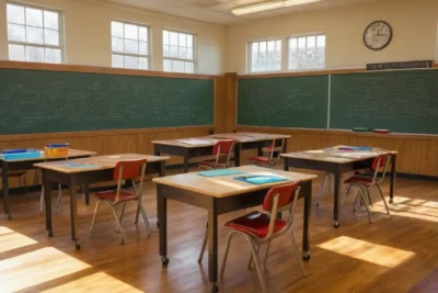 Salle de classe ensoleillée pleine dapprentissage