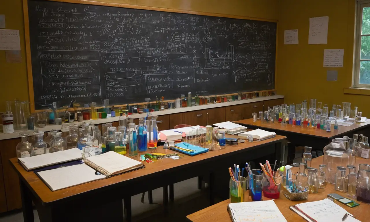 Tableau de laboratoire riche en instruments scientifiques
