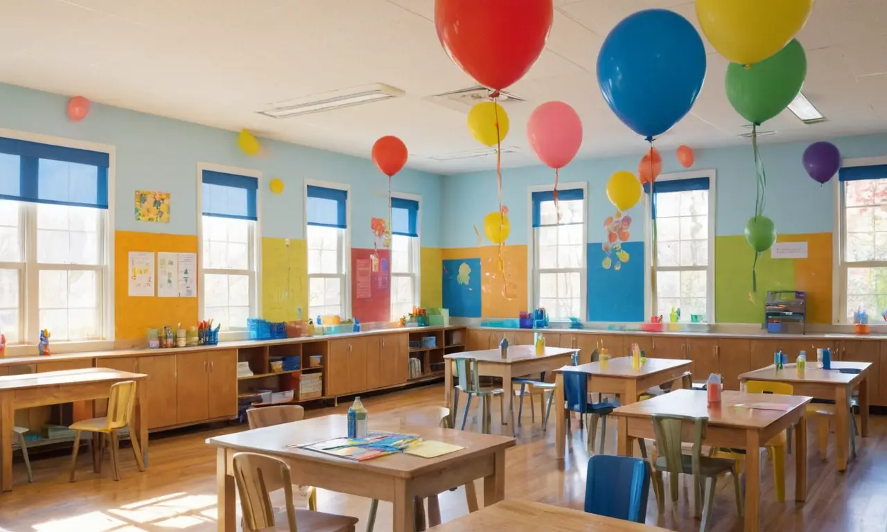 Salle de classe lumineuse, enfants curieux et joyeux