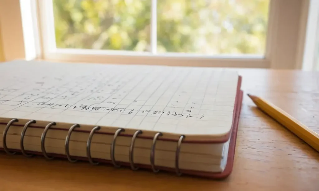 Cahier et outils sur un bureau en bois