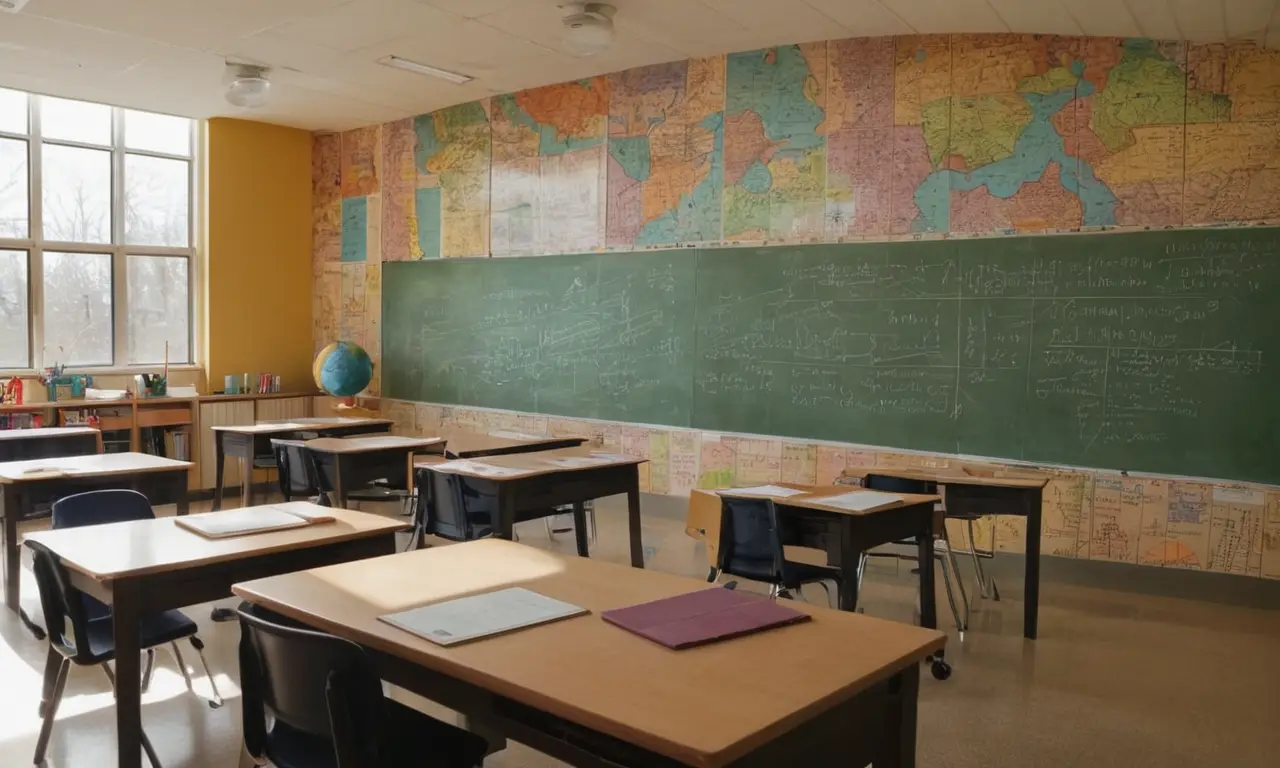Une classe ensoleillée, students concentrés, ambiance vivante