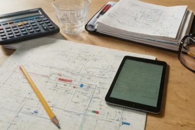 Bureau ordonné avec outils détude variés