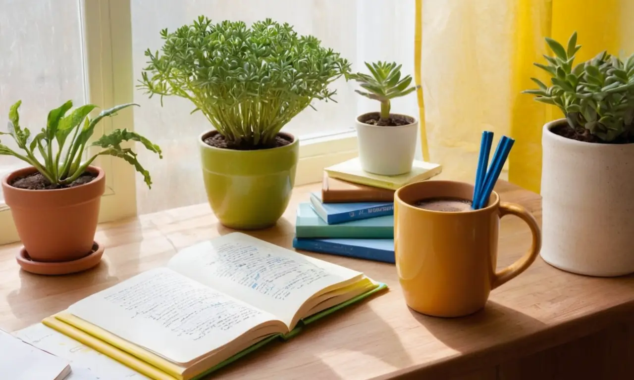 Bureau en bois, ambiance détude confortable