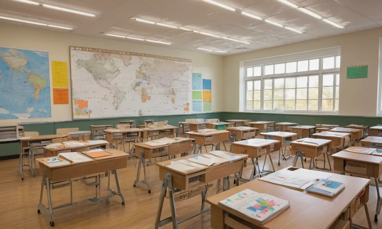 Salle de classe lumineuse et interactive