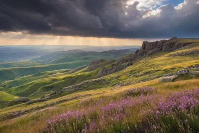 Paysage dramatique évoquant l’émotion et la liberté