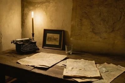 Une pièce sombre pleine de souvenirs historiques