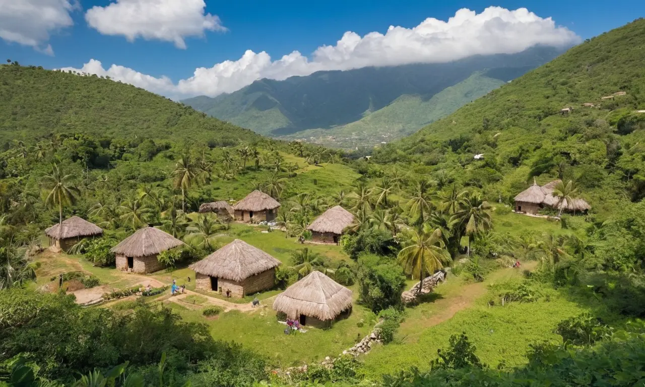 Paysage haïtien vibrant de vie et despoir