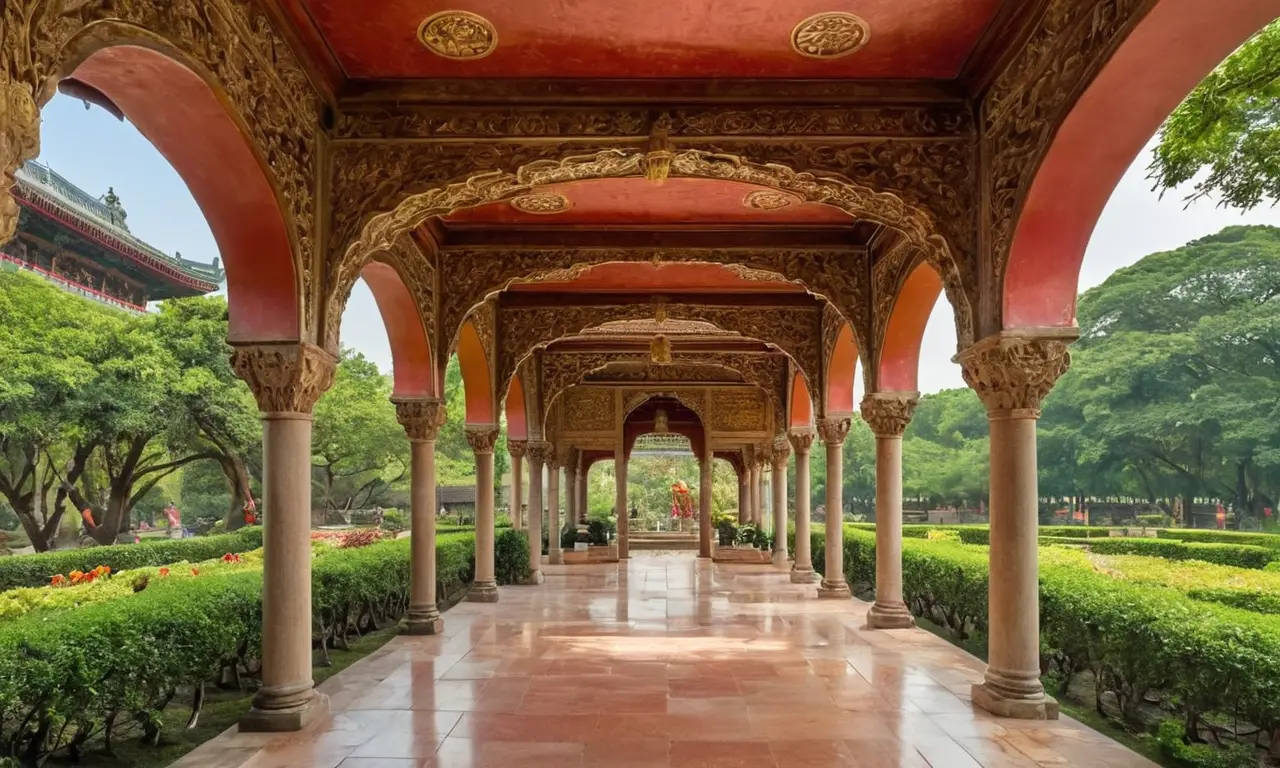 Palais impérial majestueux entouré de jardins luxuriants