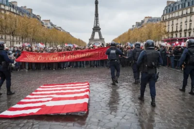 Une scène de manifestation animée à Paris