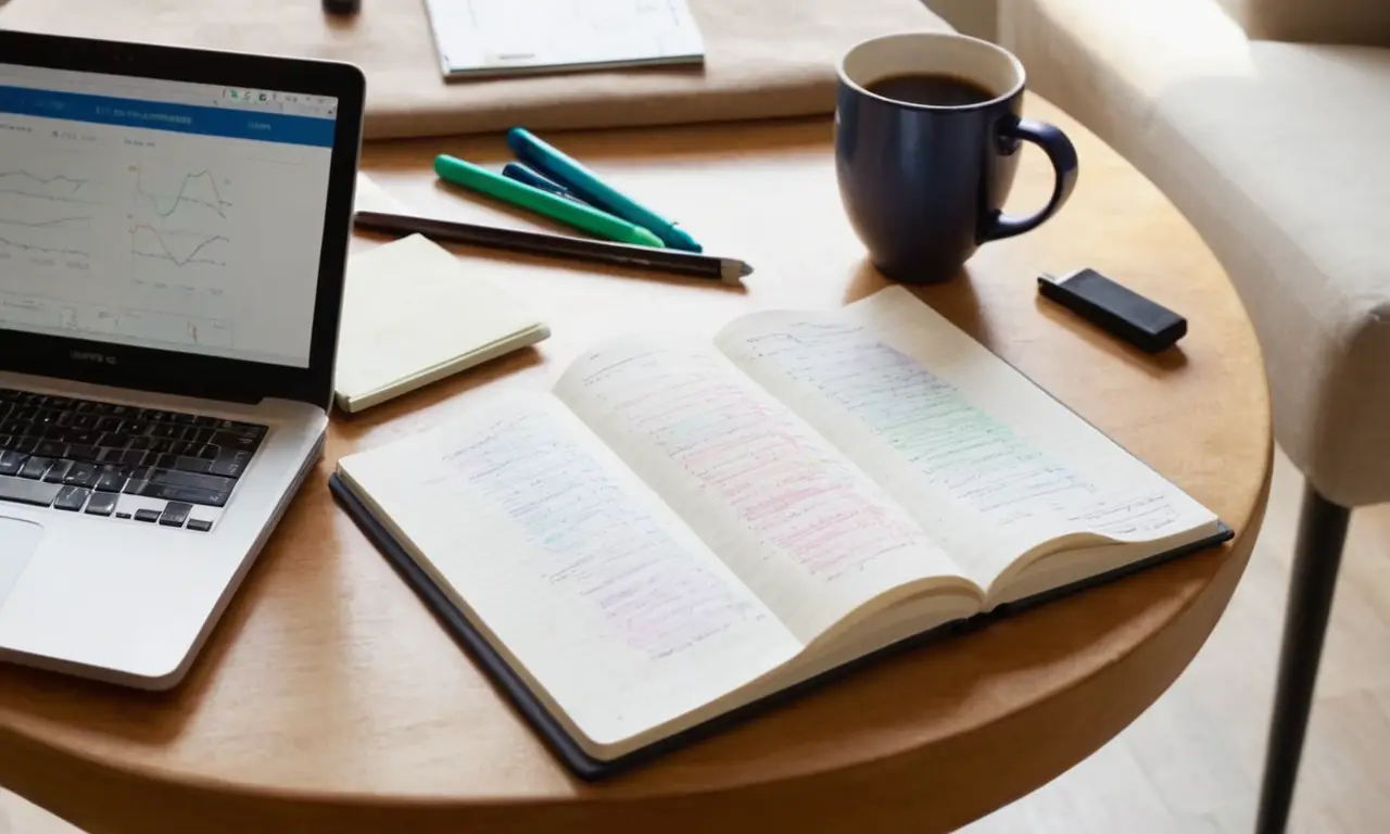 Bureau bien rangé avec livres et café