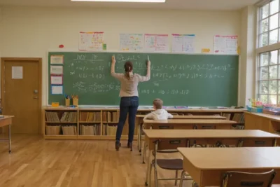 Salle de classe animée et ensoleillée