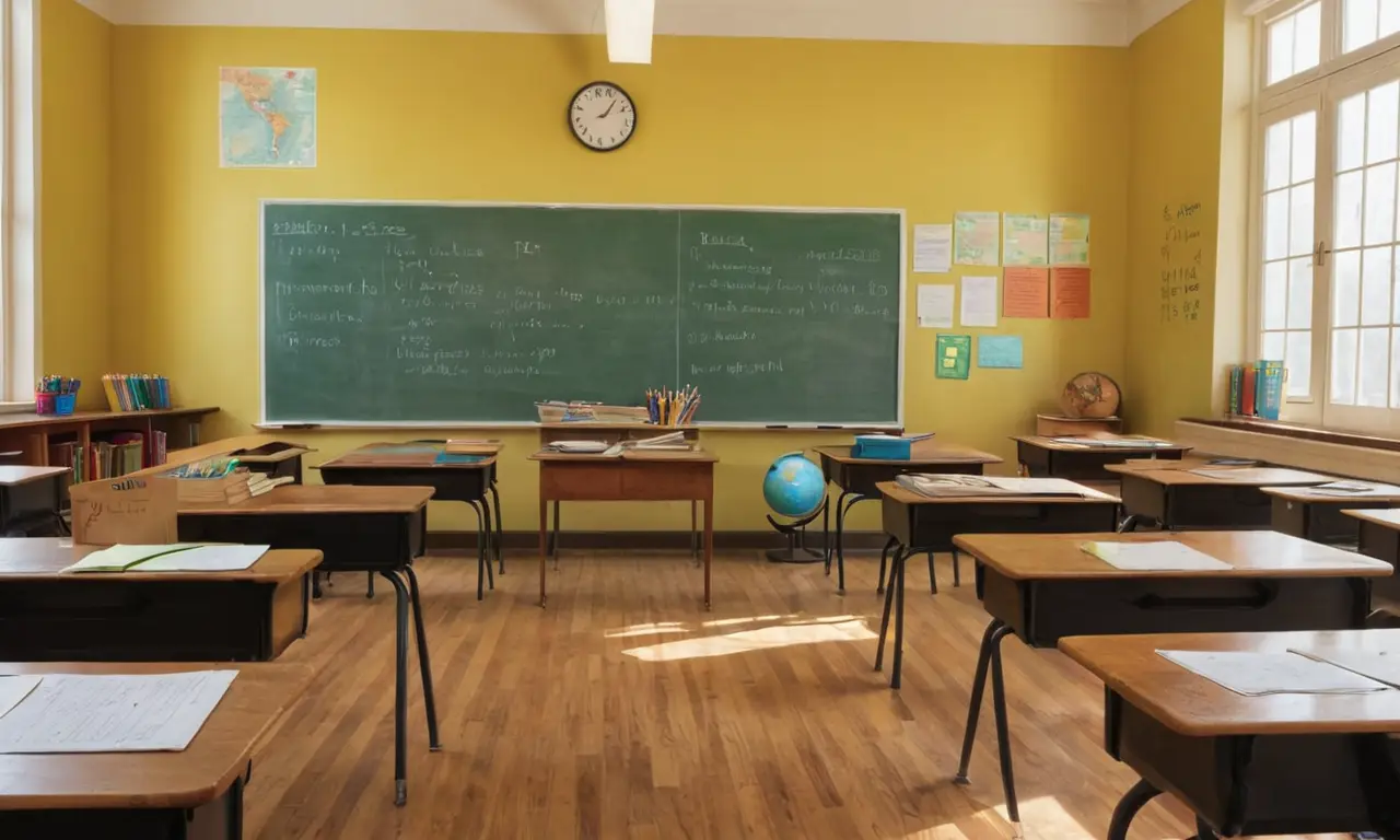 Salle de classe lumineuse avec élèves attentifs