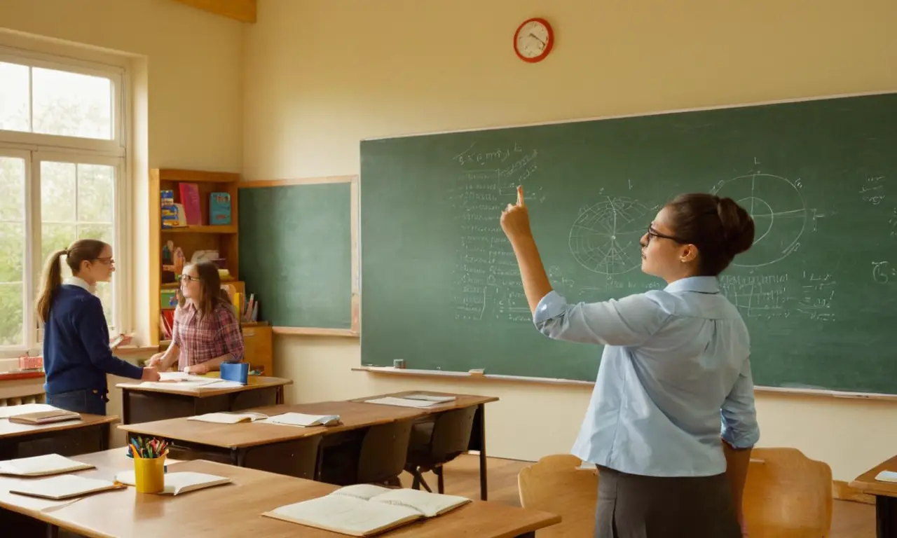 Classe animée avec élèves engagés et enseignant