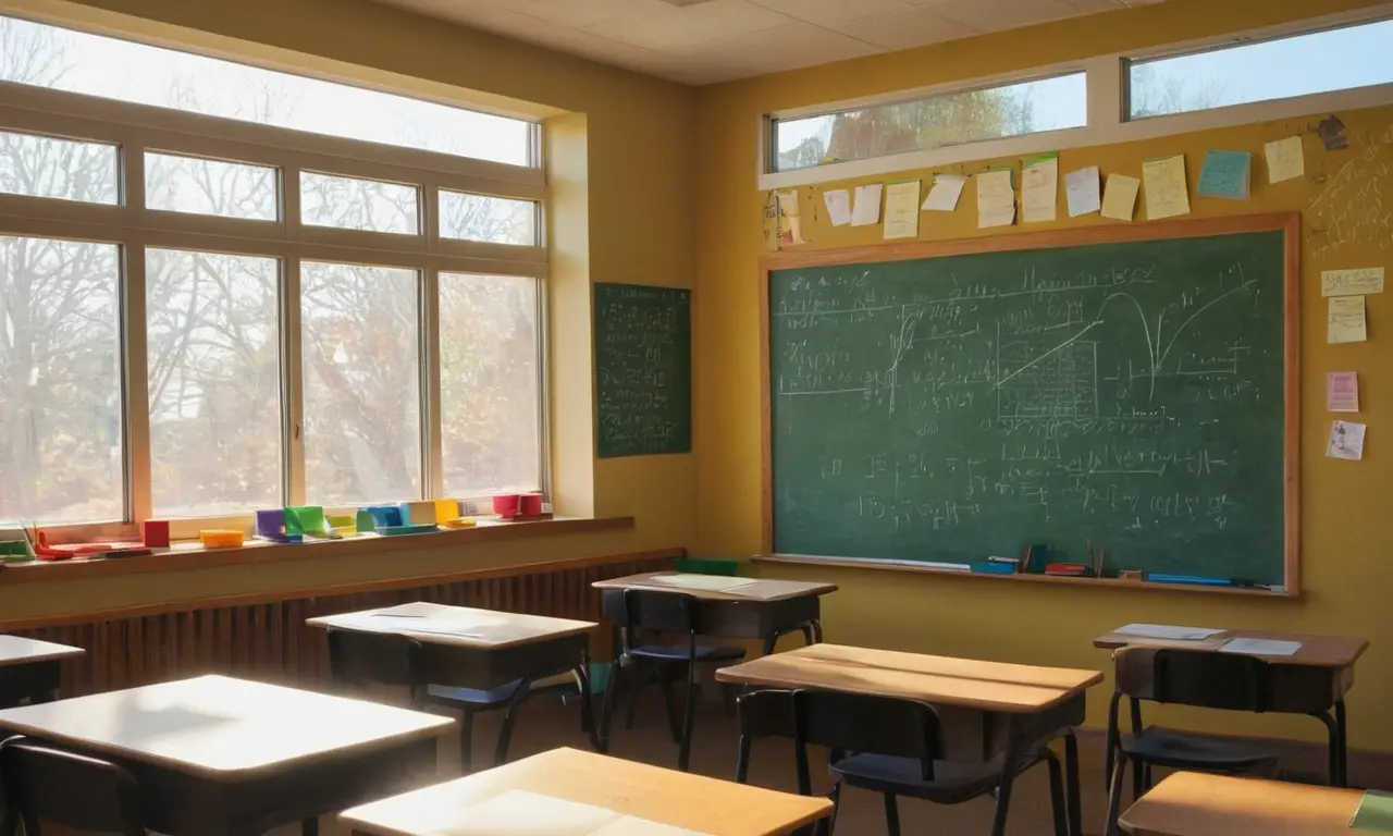 Salle de classe lumineuse avec équations polynomiales