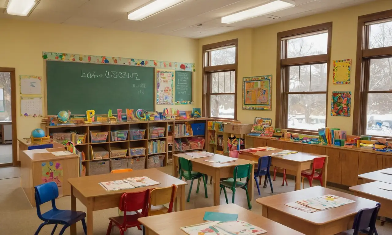 Salle de classe lumineuse et animée
