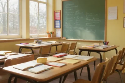Salle de classe lumineuse et dynamique