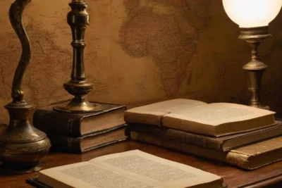 Une table en bois chargée de livres