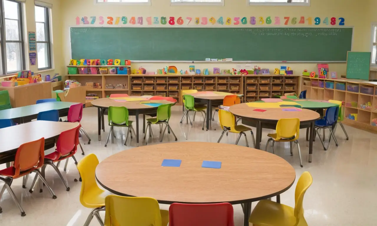 Salle de classe lumineuse et colorée