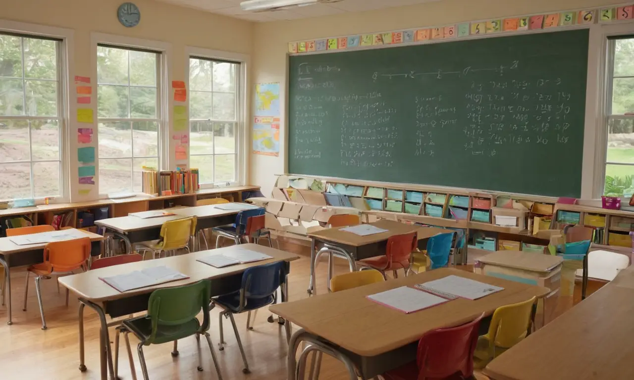 Salle de classe accueillante avec élèves engagés