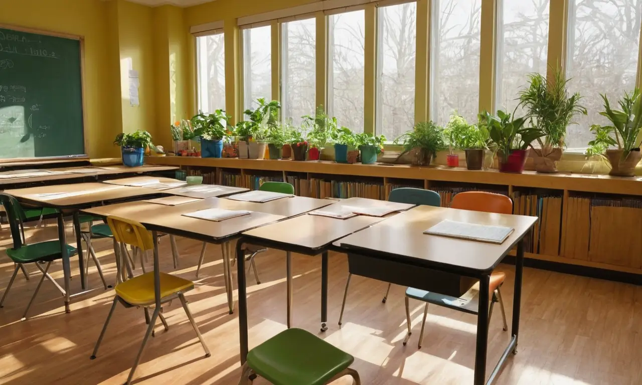 Scène de classe ensoleillée et animée
