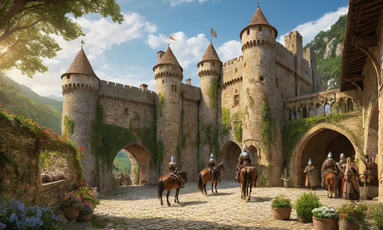 Un paysage médiéval vibrant et animé