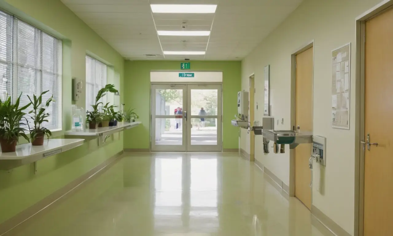 Un couloir dhôpital animé et lumineux