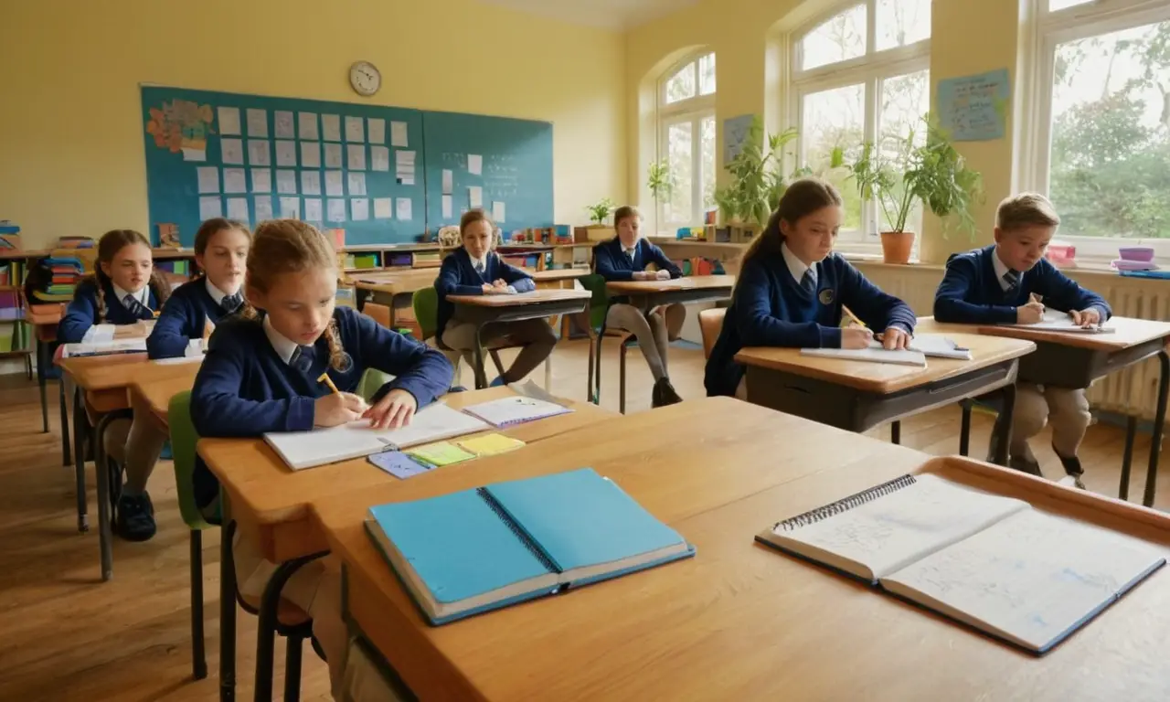 Salle de classe animée et lumineuse