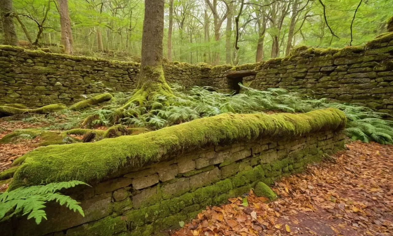 Un paysage ancien mêlant nature et ruines