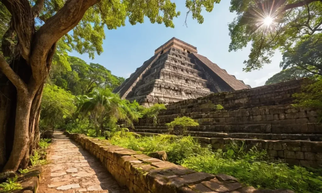 Ruines mayas dans une jungle luxuriante