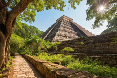 Ruines mayas dans une jungle luxuriante
