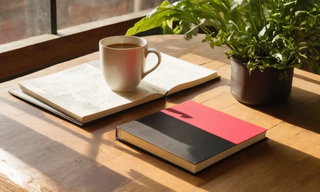 Table en bois chaleureuse avec objets inspirants