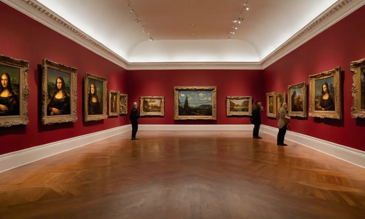Galerie chaleureuse avec œuvres célèbres