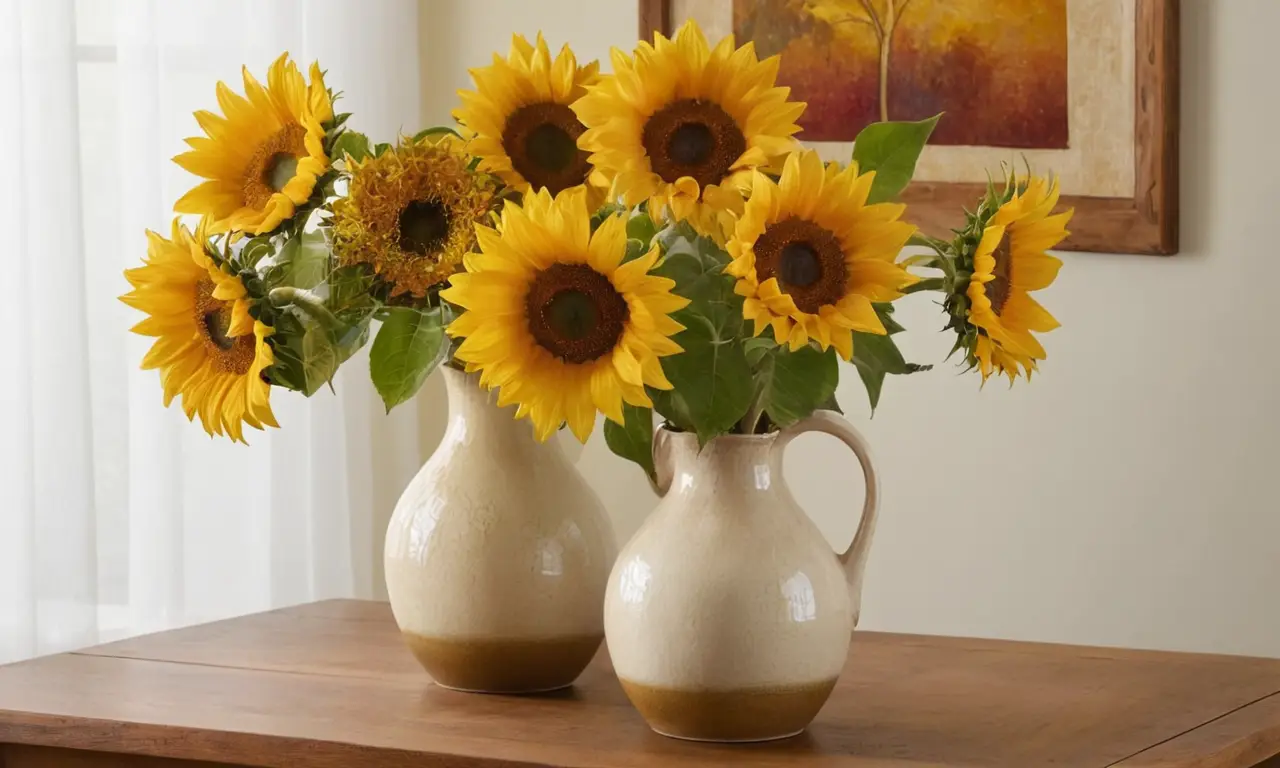 Tournesols vibrants dans un vase délicat