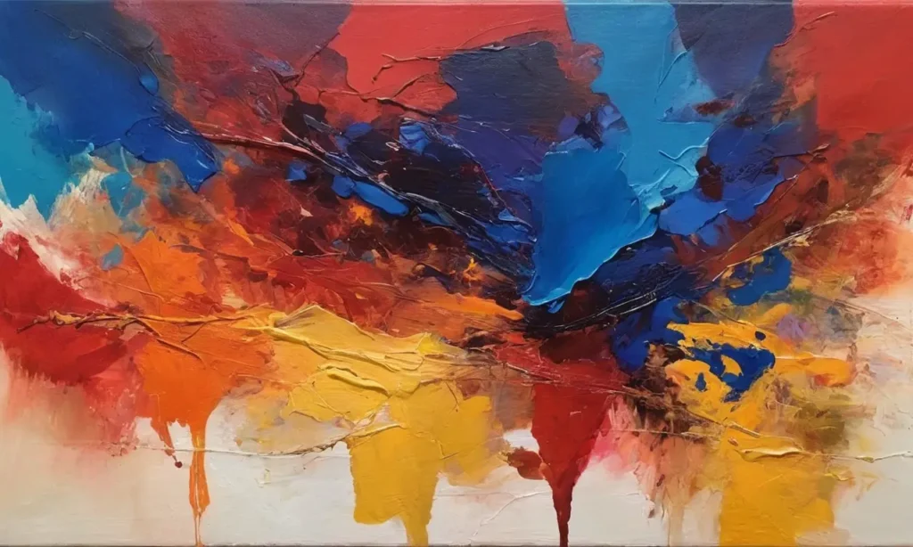 Peinture vibrante mêlant couleurs et textures
