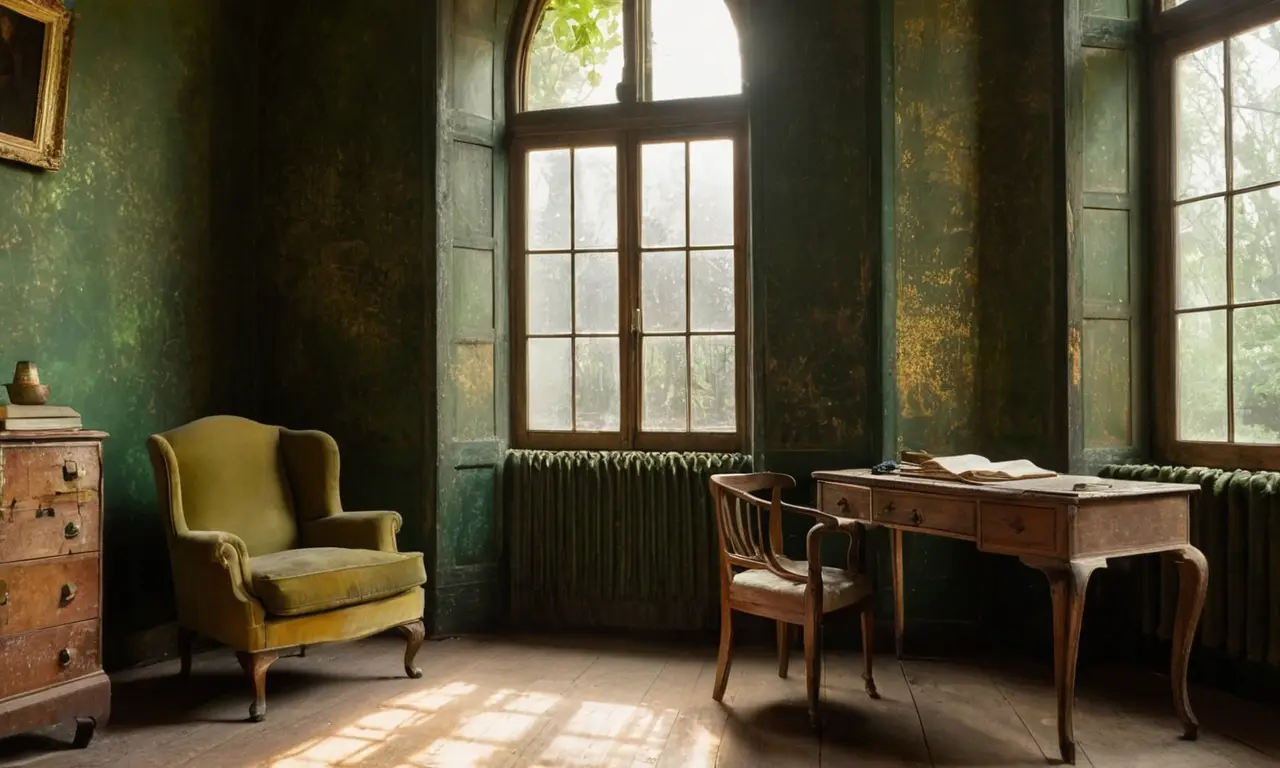 Chambre sombre, atmosphère de solitude et contemplation