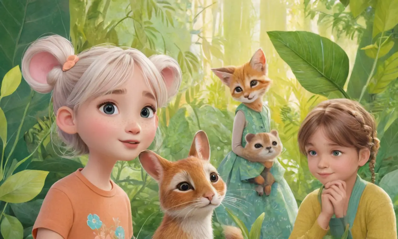 Illustration vibrante avec personnages ludiques et détails