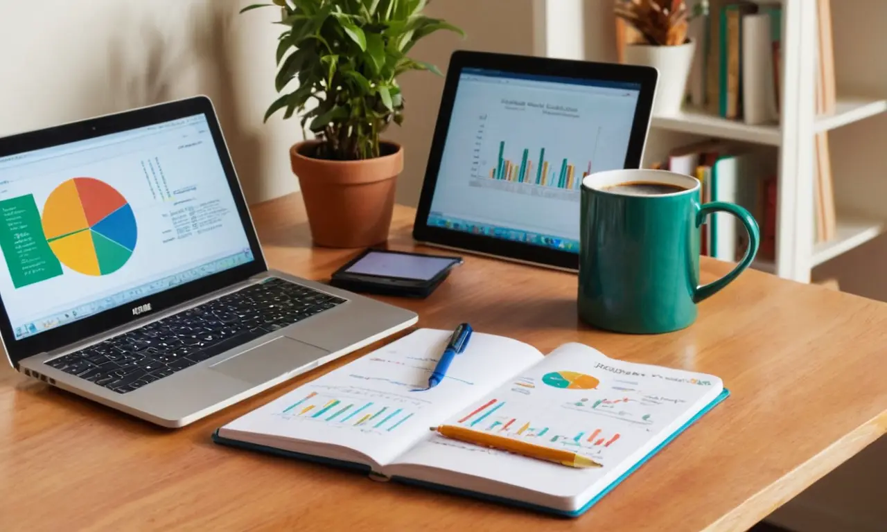 Bureau organisé avec matériel éducatif coloré