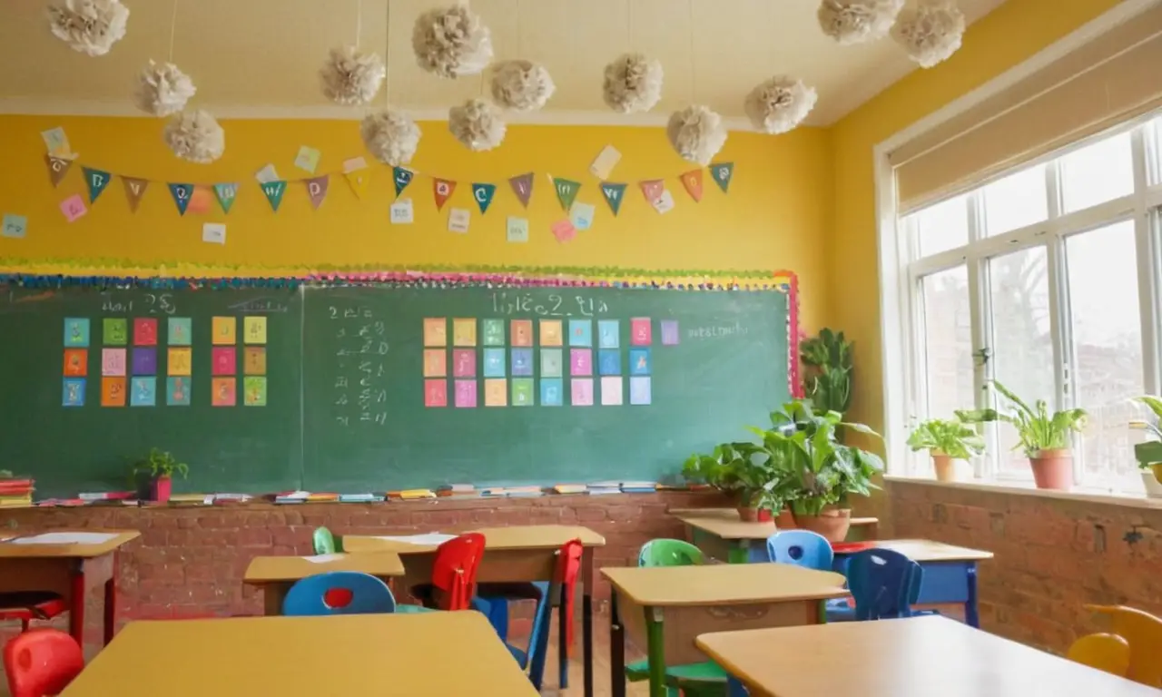 Salle de classe lumineuse et colorée