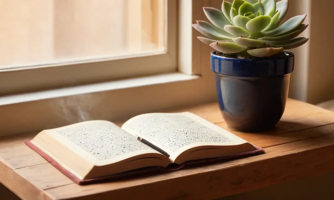 Bureau chaleureux, livre ouvert et café fumant