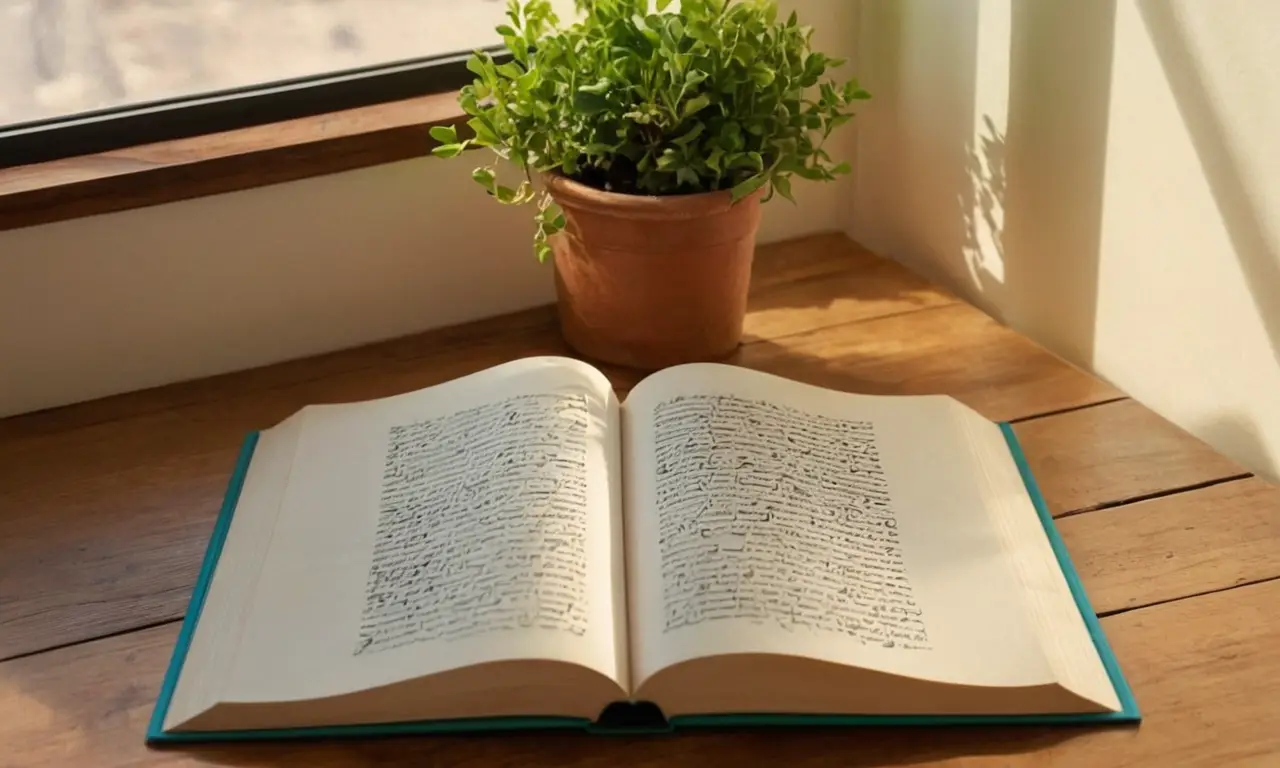 Livre ouvert sur une table en bois