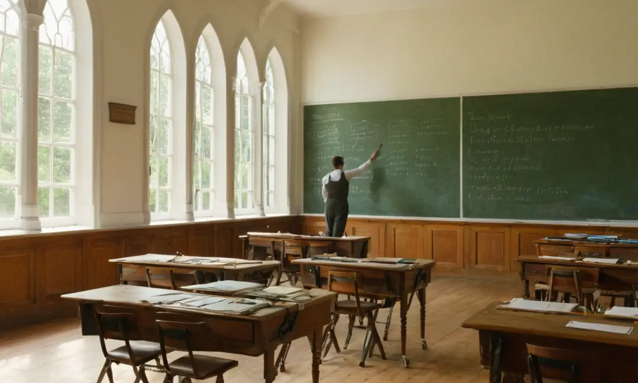 Salle de cours ensoleillée, étudiants attentifs