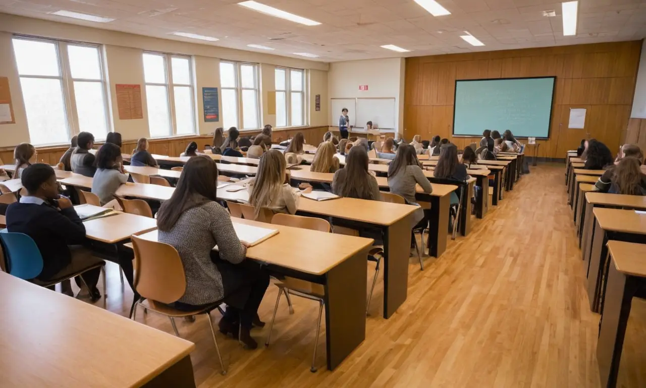 Salle de cours dynamique et studieuse