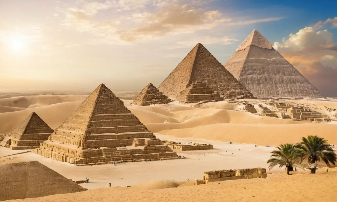 Pyramide de Gizeh dans un paysage ancien