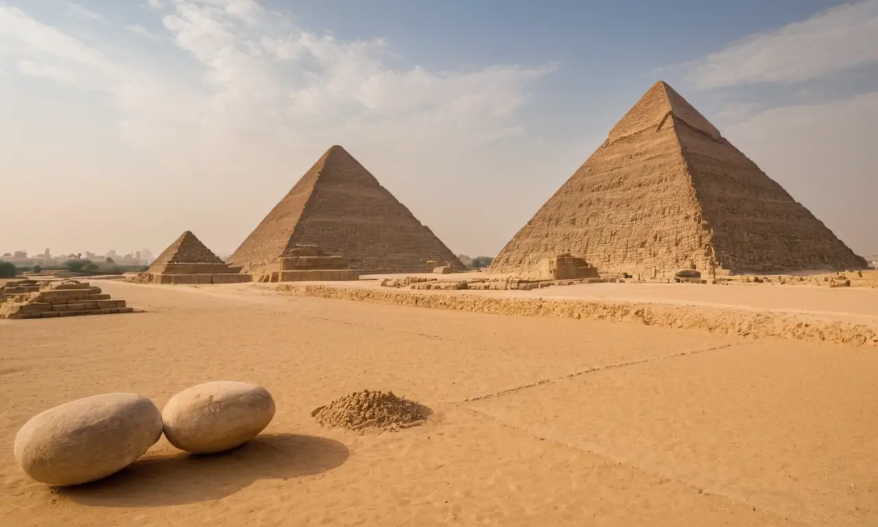 Pyramide majestueuse dans un désert doré