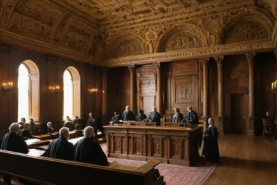 Salle daudience en bois aux détails riches