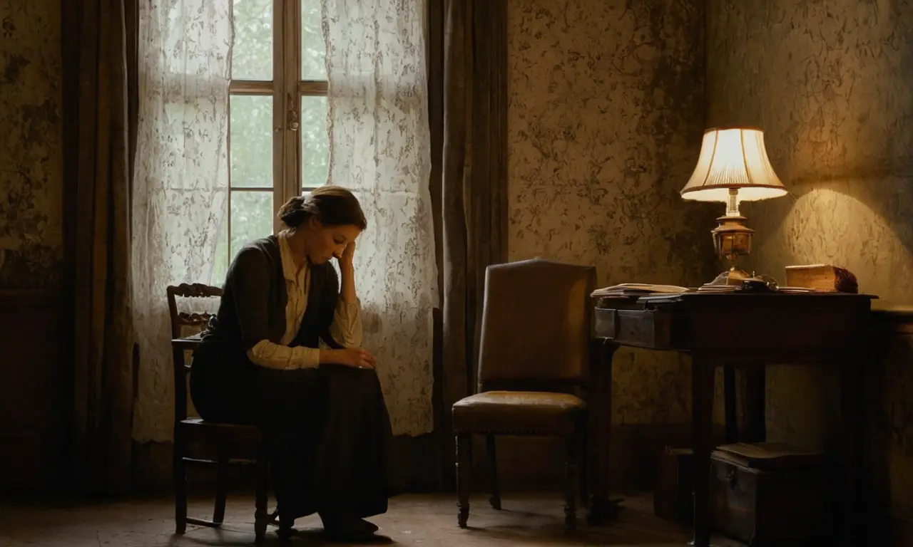 Une pièce sombre, solitude et réflexion profonde